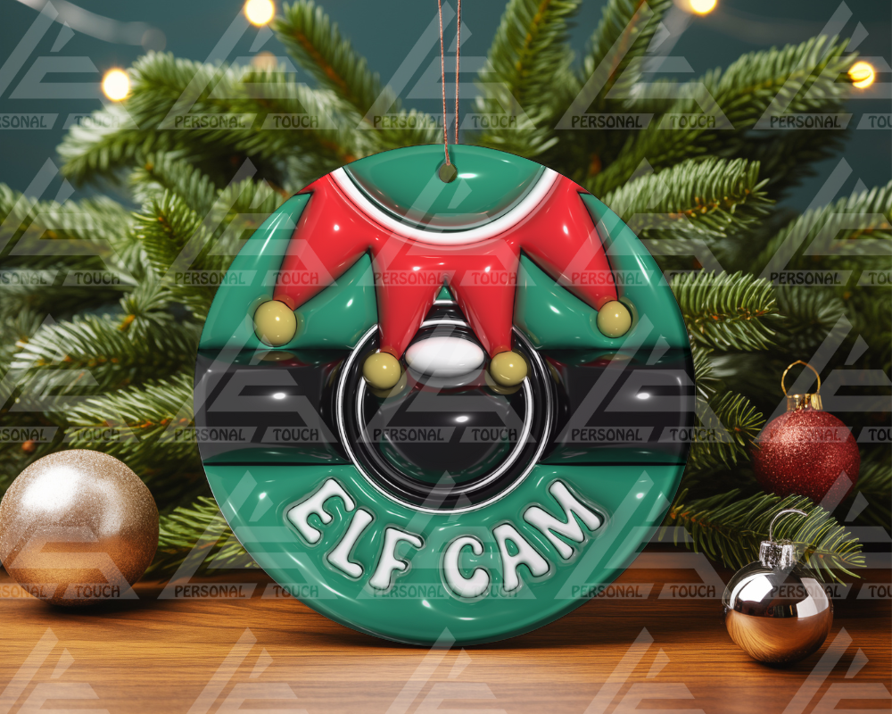 Glass Ornaments - Elf Cam - Green