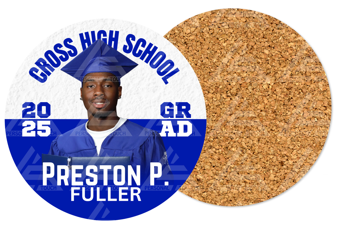 Acrylic Grad Coasters-royal blue & white