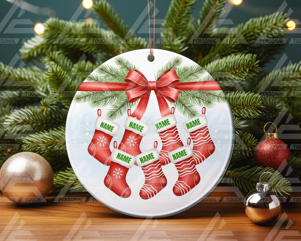 Glass Ornaments - Christmas Stocking Family #1