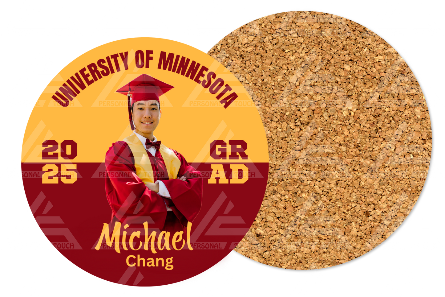 Acrylic Grad Coasters-burgundy & gold
