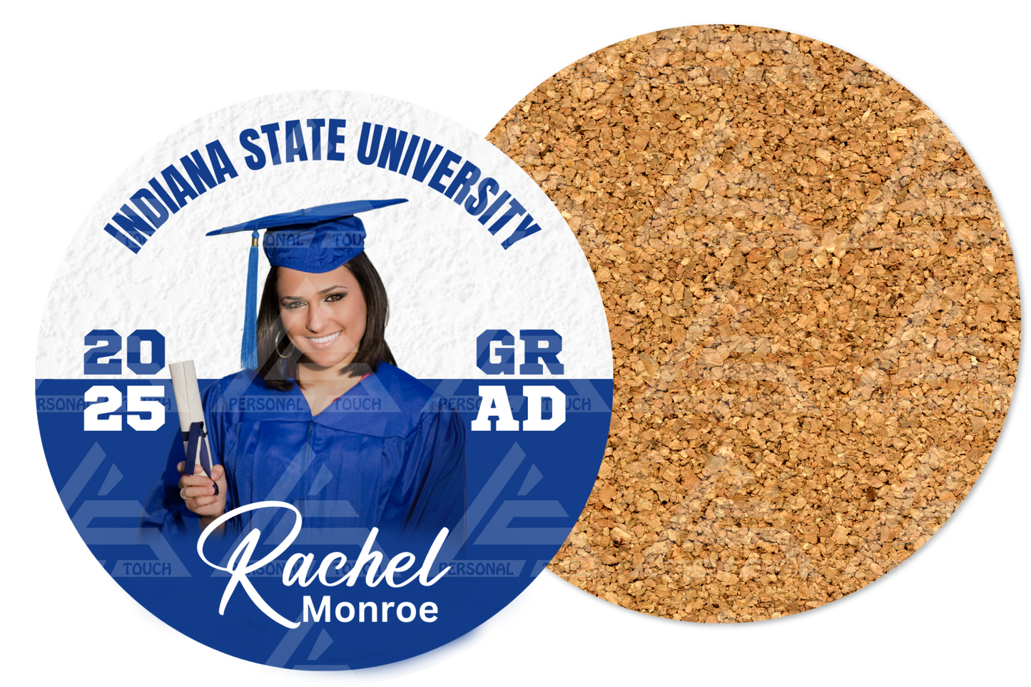 Acrylic Grad Coasters-royal blue & white