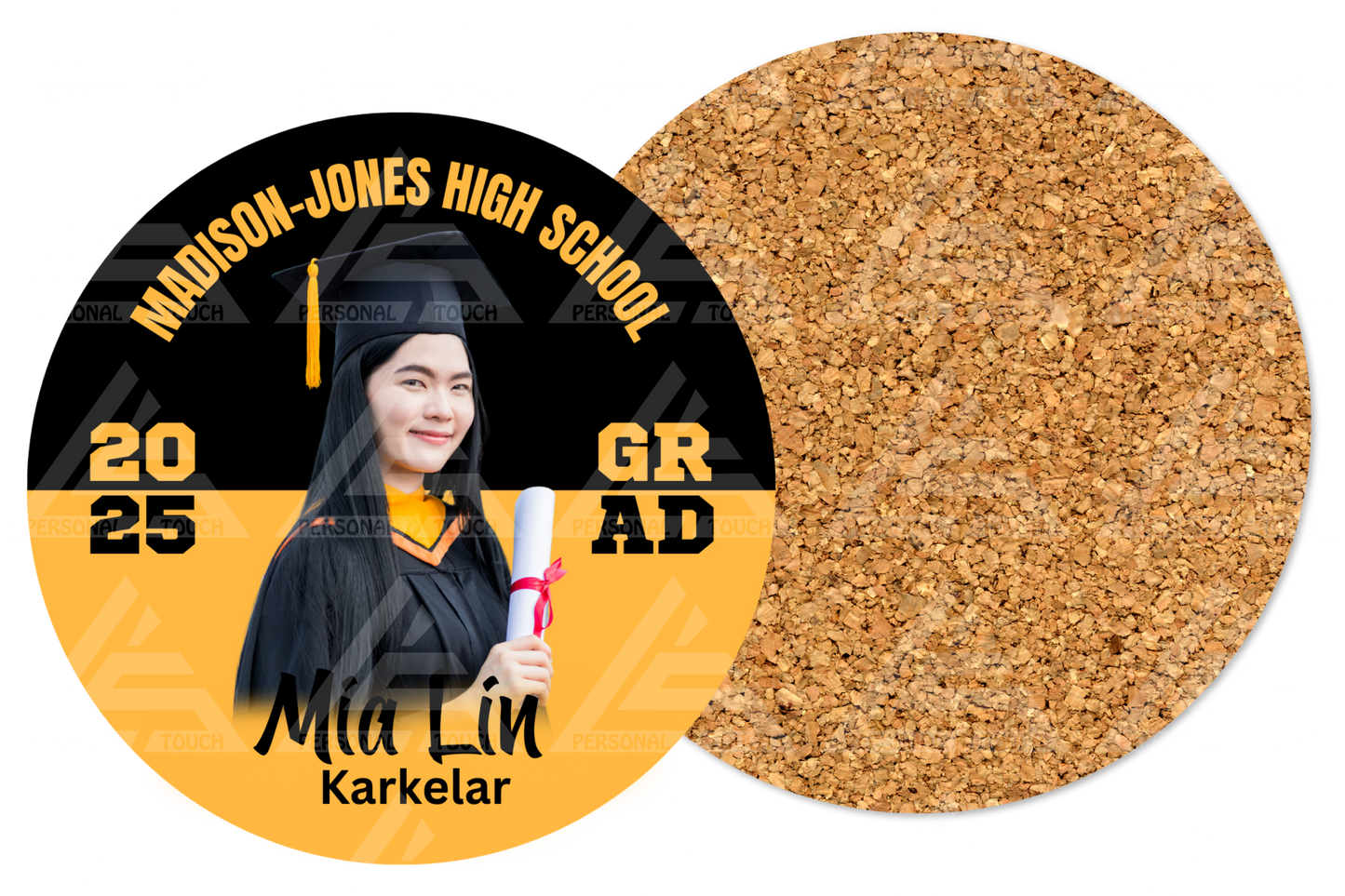 Acrylic Grad Coasters-black & gold