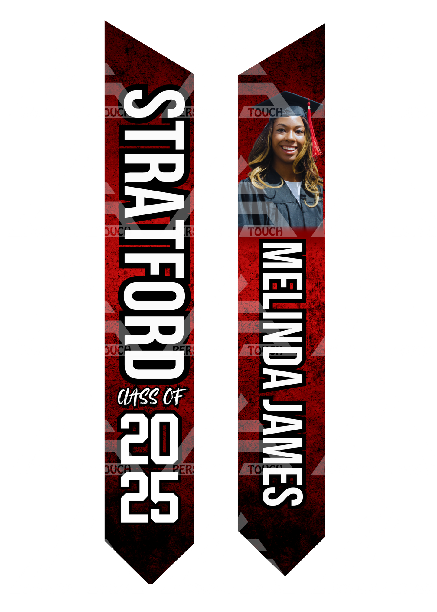 Adult Grad Sash / Stole - Red & Black