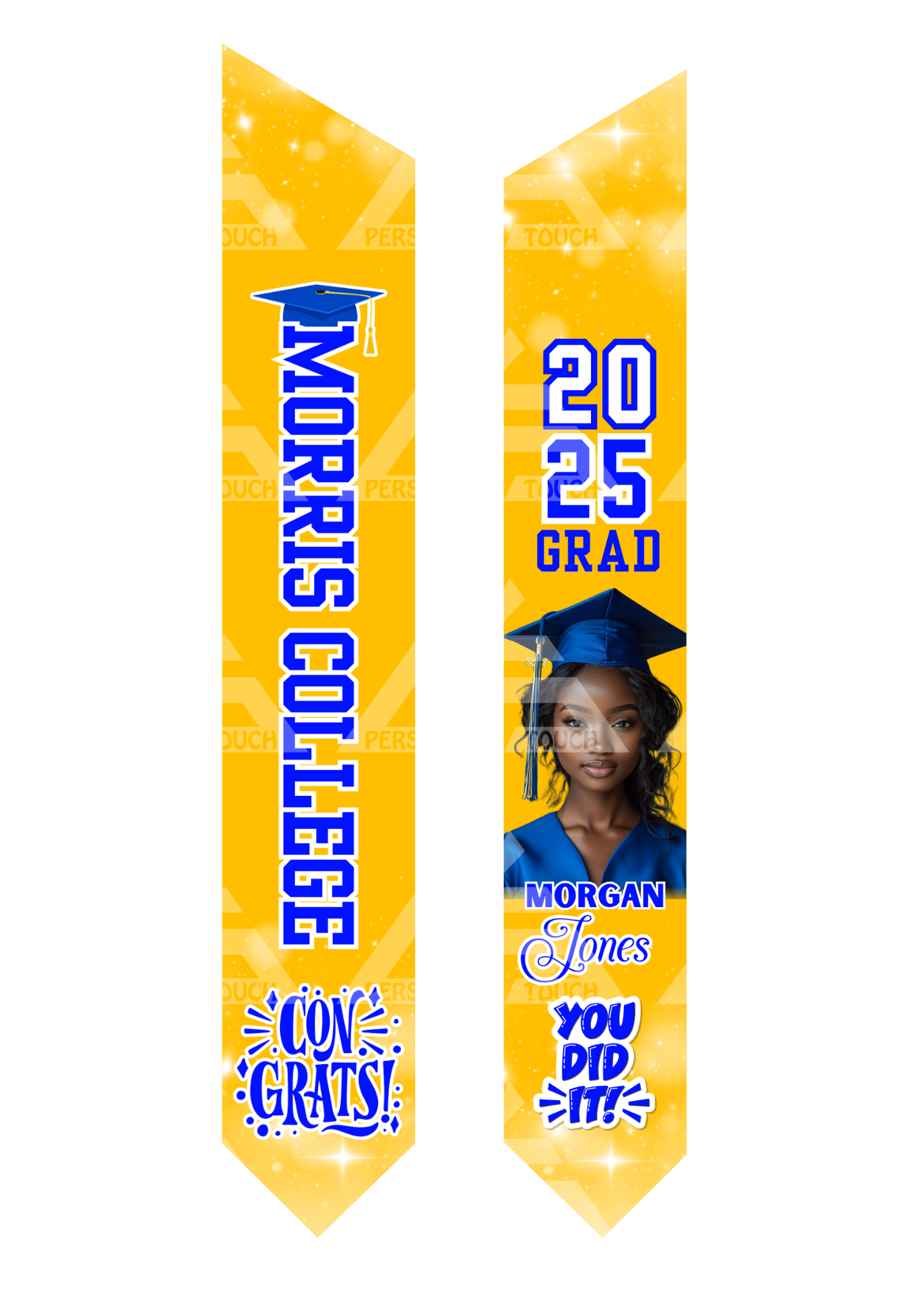 Adult Grad Sash / Stole - Royal & Gold