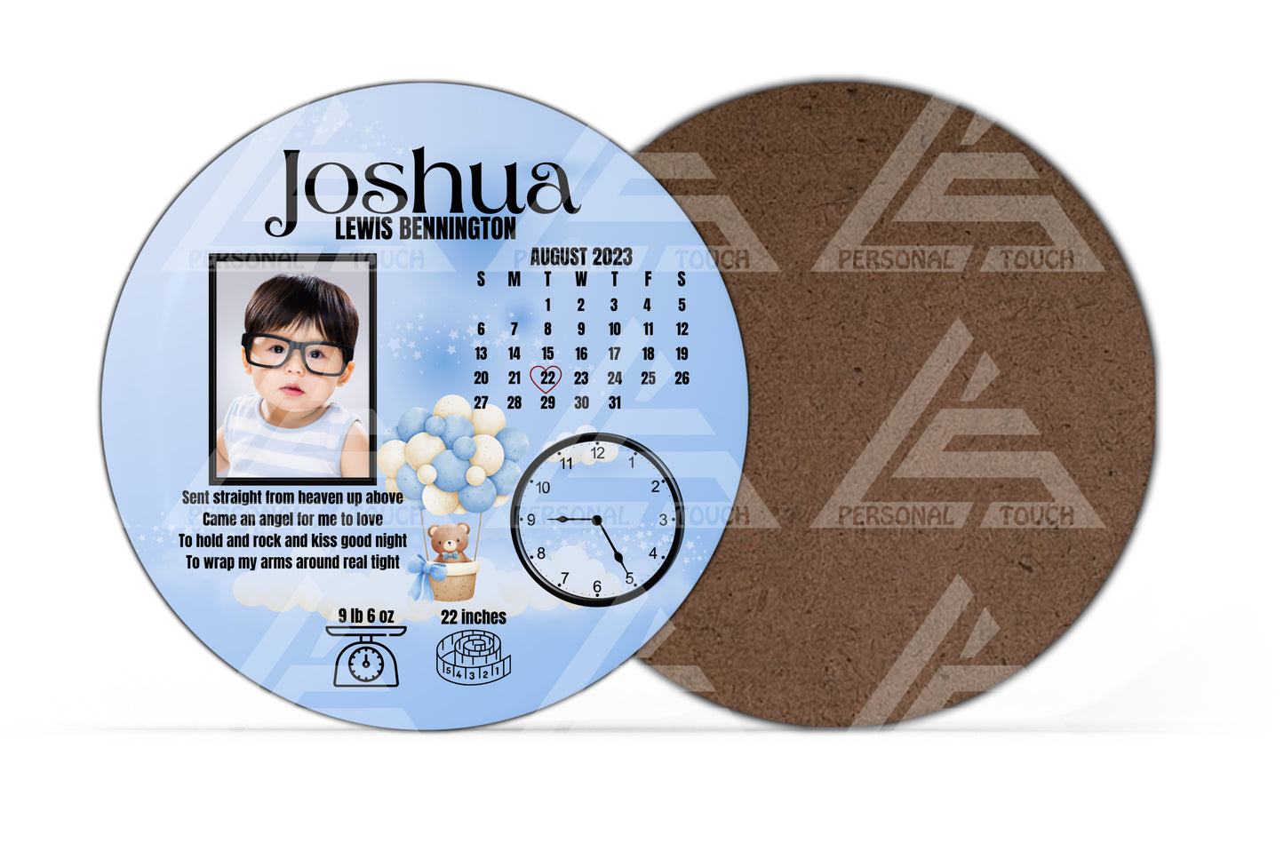 Baby Stats Photo Keepsake Plaque - Baby Blue