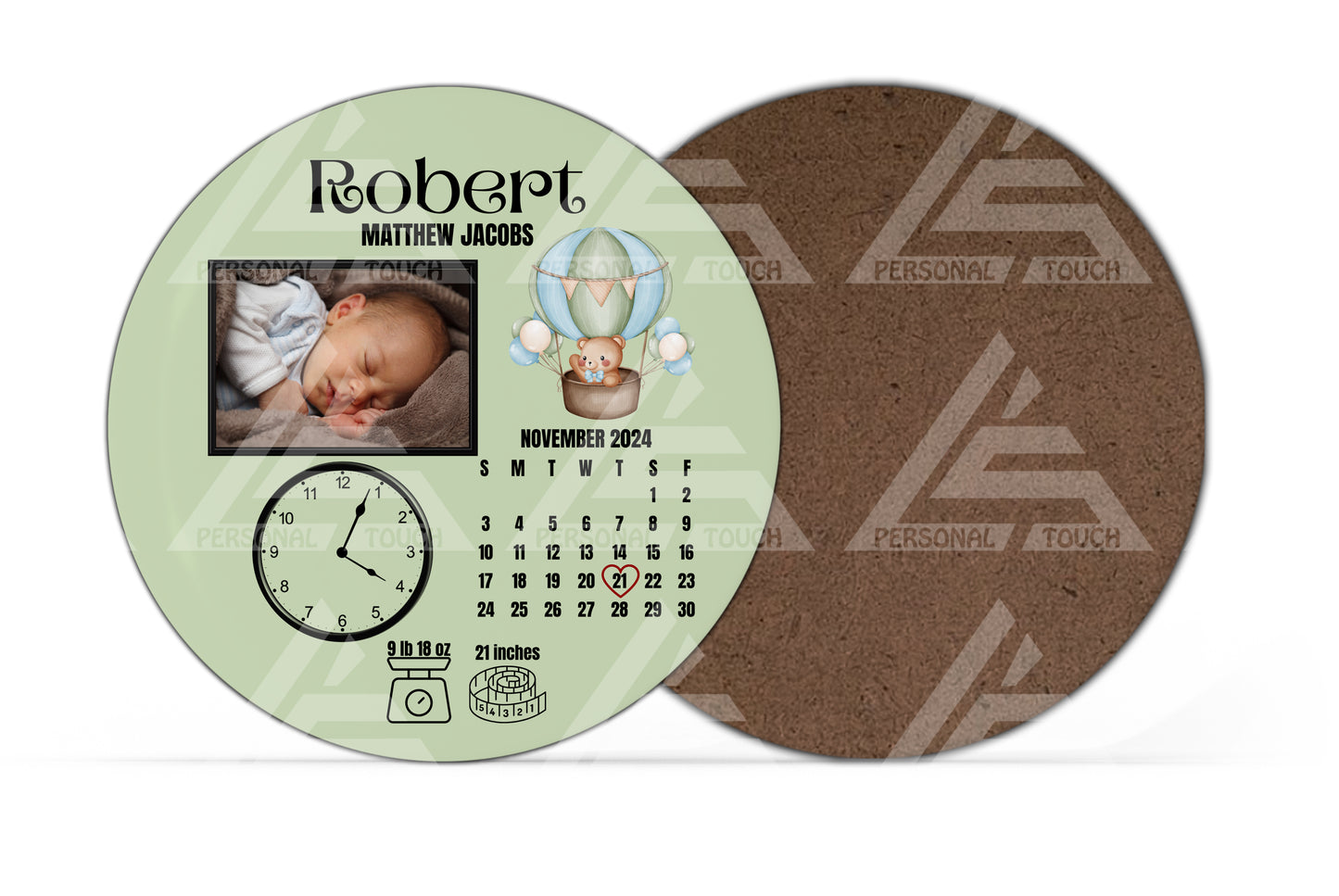 Baby Stats Photo Keepsake Plaque - Mint Green