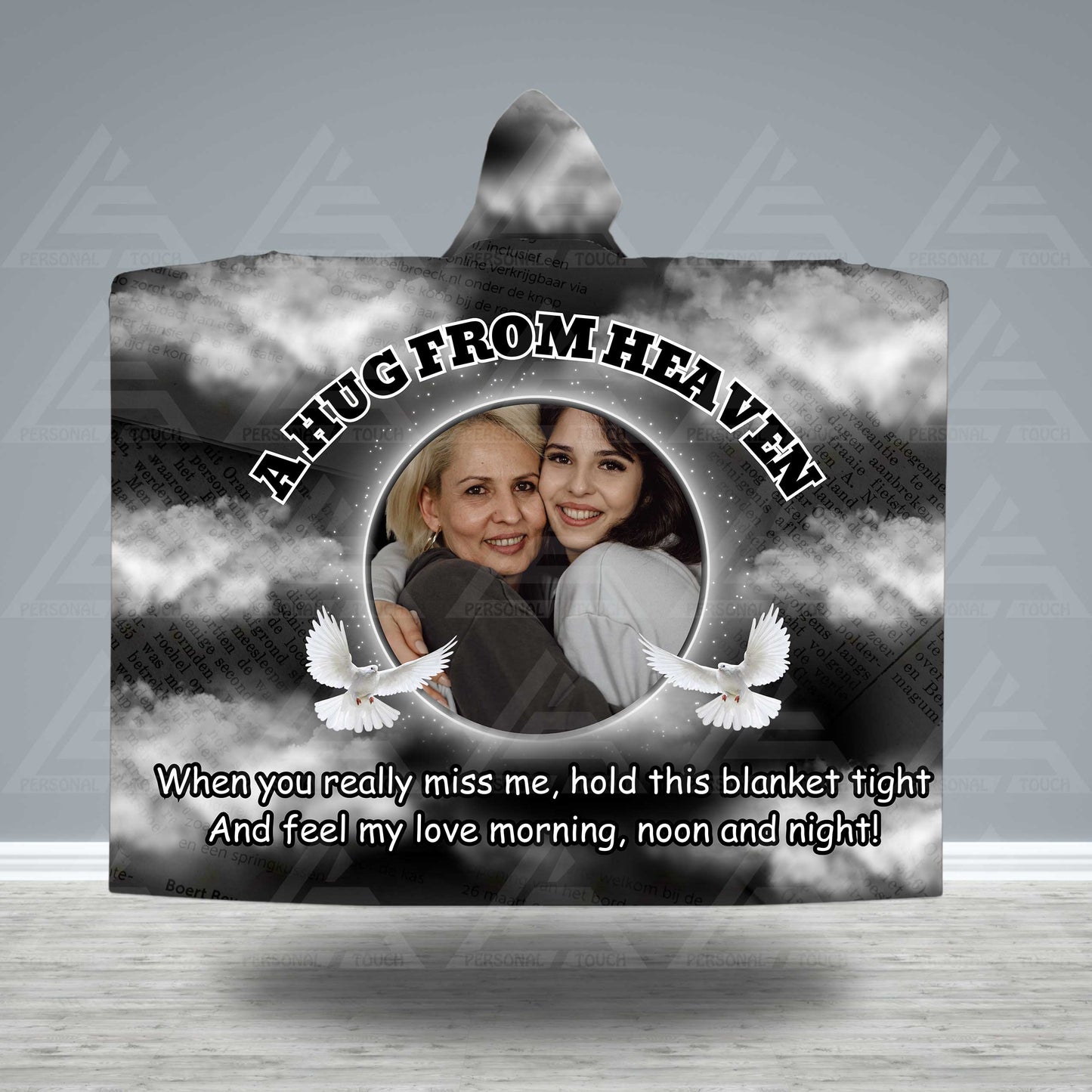 Hugs from Heaven Hooded Blanket (black)