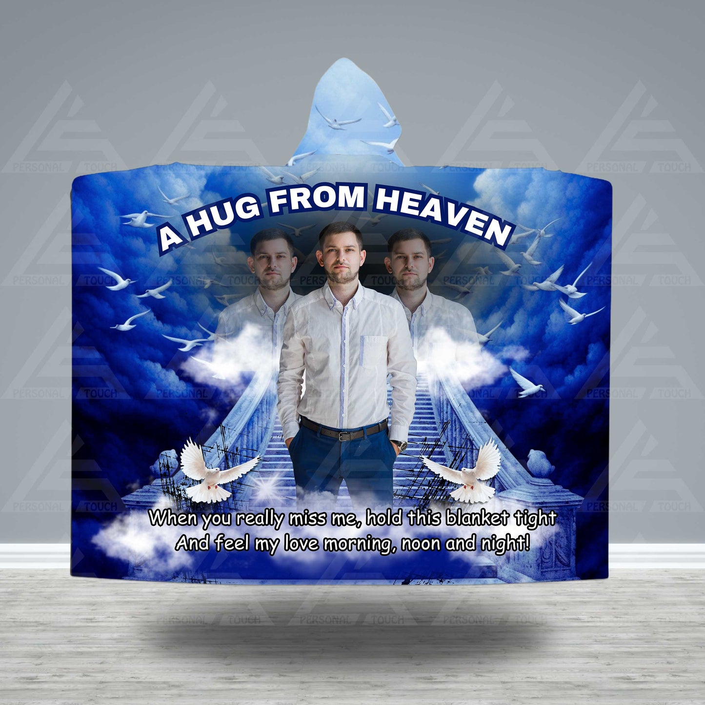 Hugs from Heaven Hooded Blanket (blue)