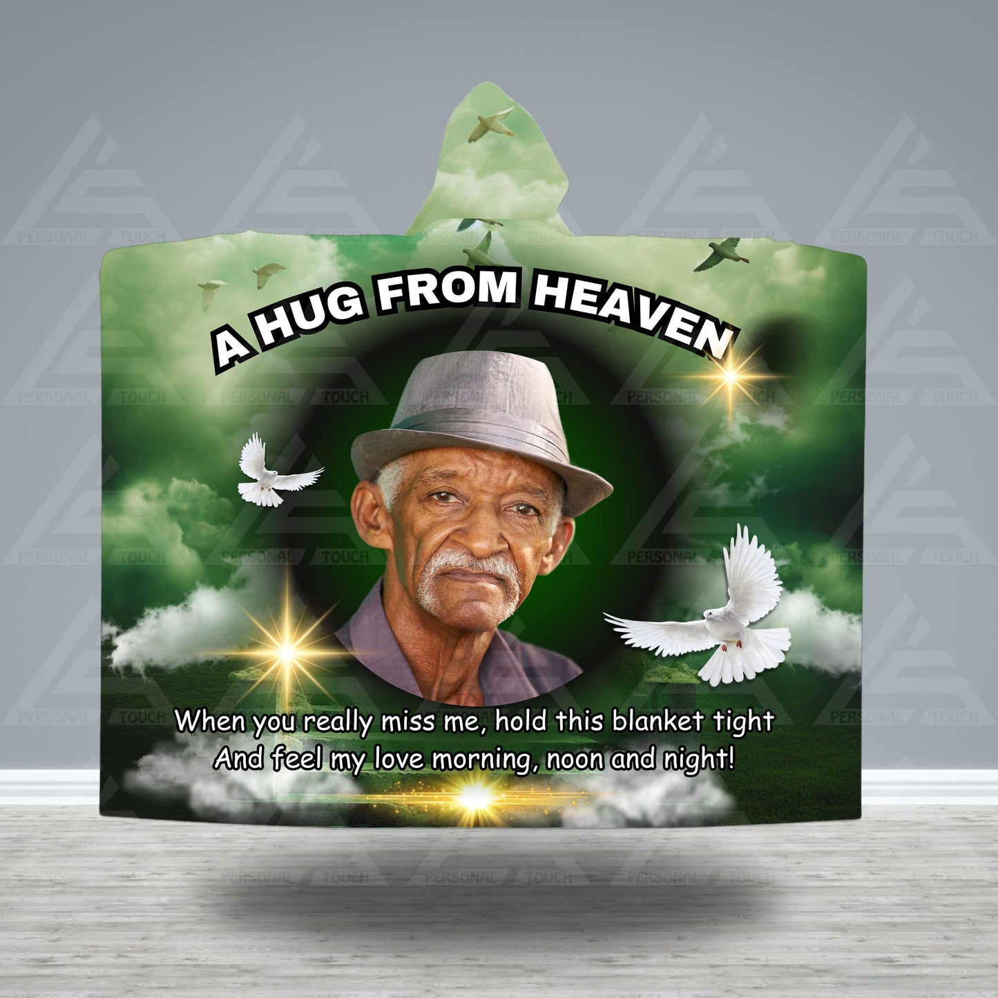Hugs from Heaven Hooded Blanket (green)