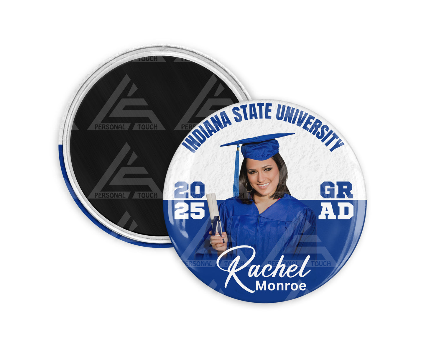 Fridge Magnet - Graduation Half-Circle (royal/white)