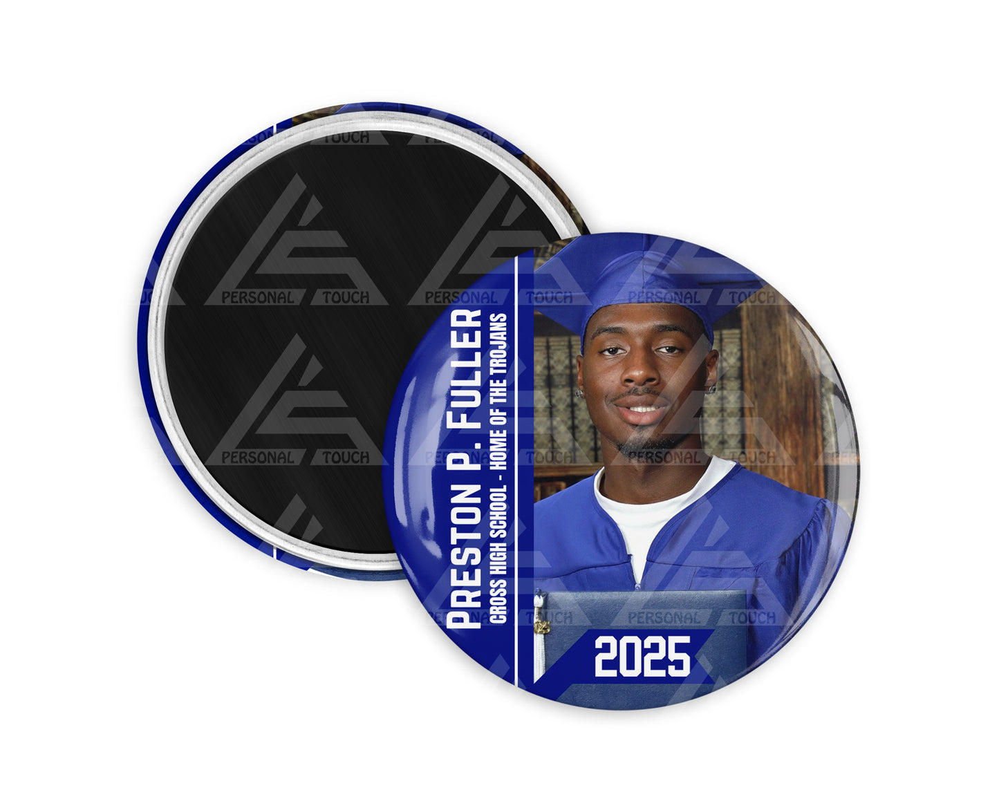 Fridge Magnet - Graduation Half-Circle (royal/white)