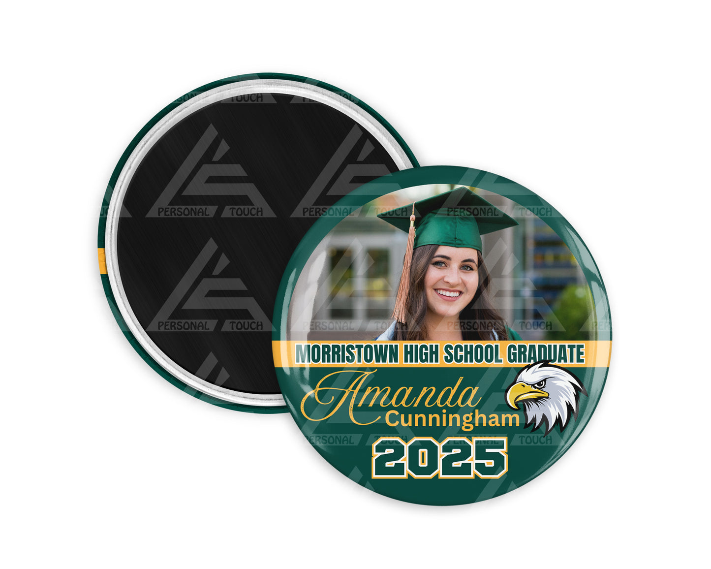 Fridge Magnet - Graduation Half-Circle (dark green/orange)