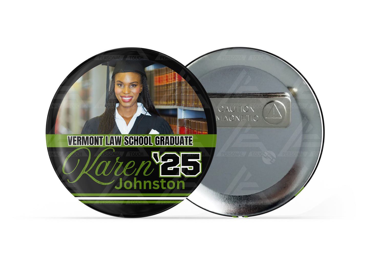 Graduation Half-Circle Badge Buttons (black/army green)