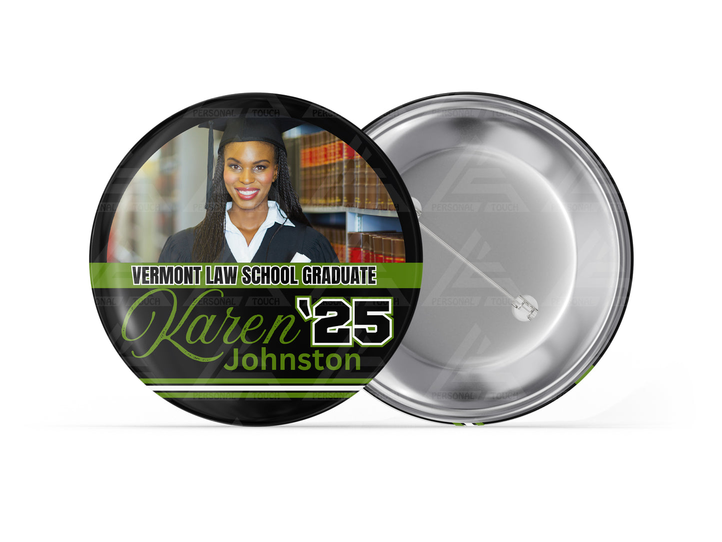 Graduation Half-Circle Badge Buttons (black/army green)