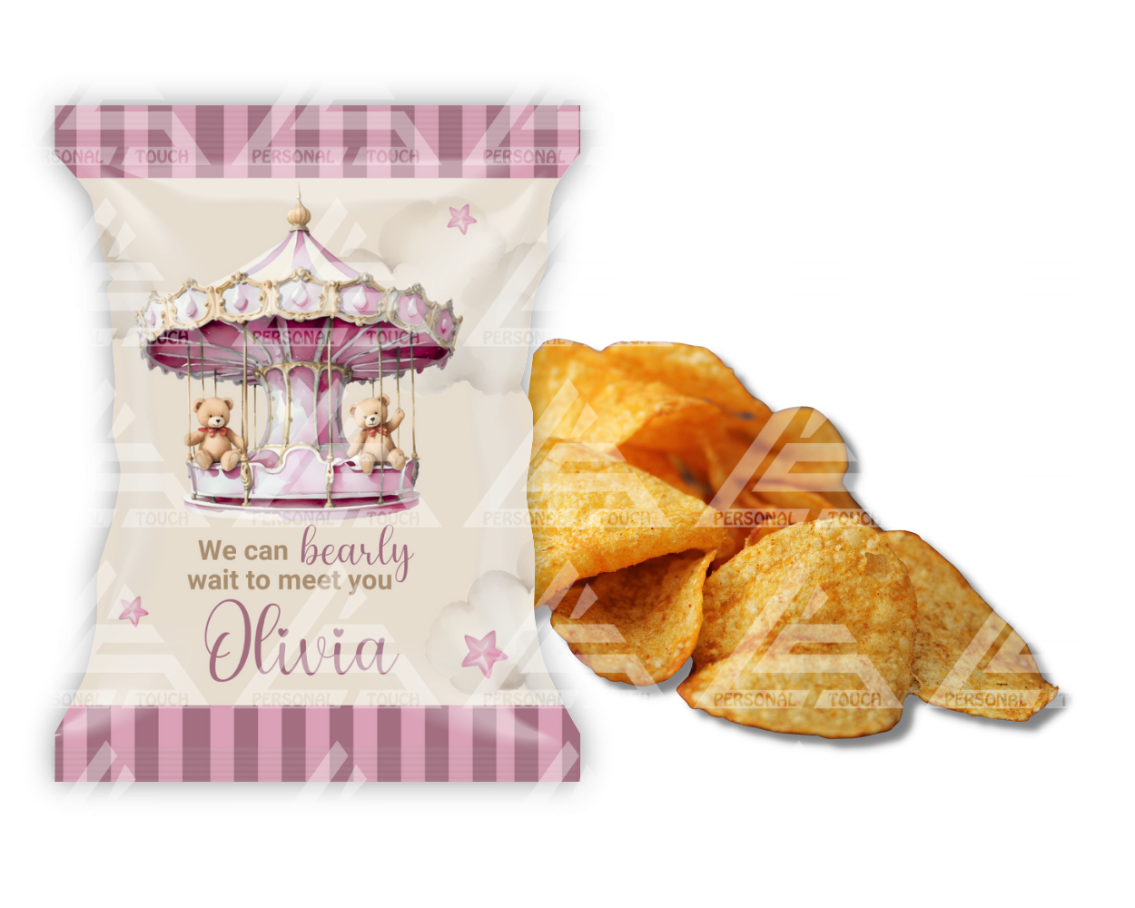 Pink Carousel Baby Shower Potato Chip Bag