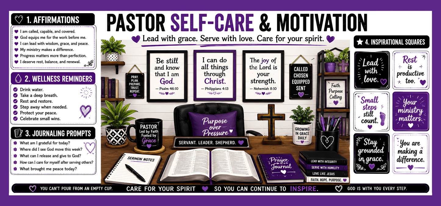 Pastor's Self-Care Desk Mat (Purple)