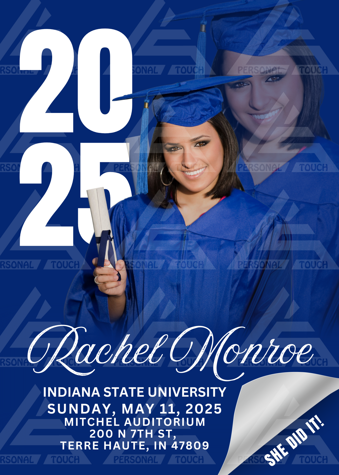 Graduation Invitation / Announcement - White Page Curl