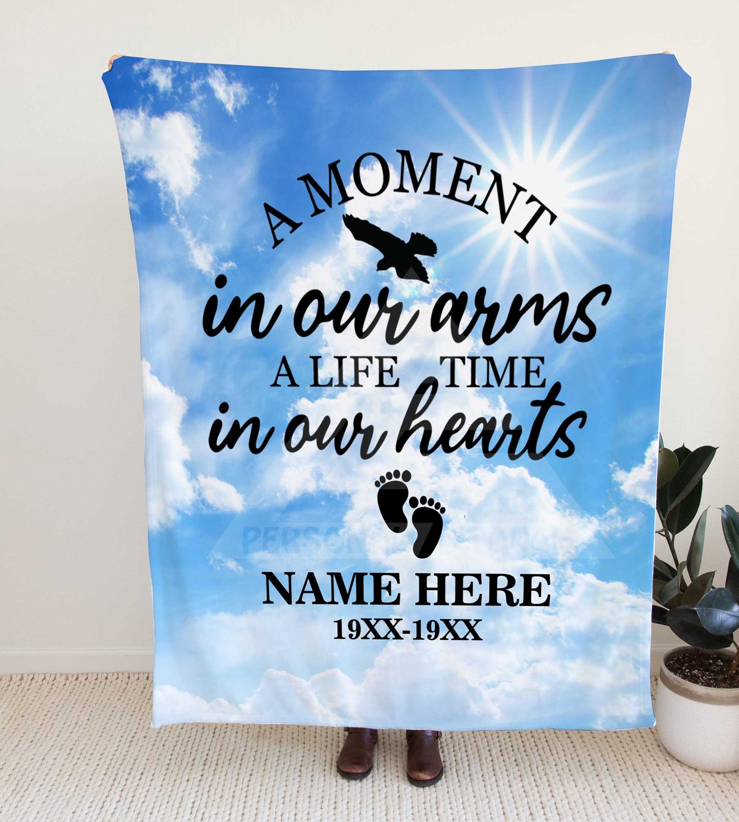 Personalized Blue Skies Memorial Throw Blanket - Child