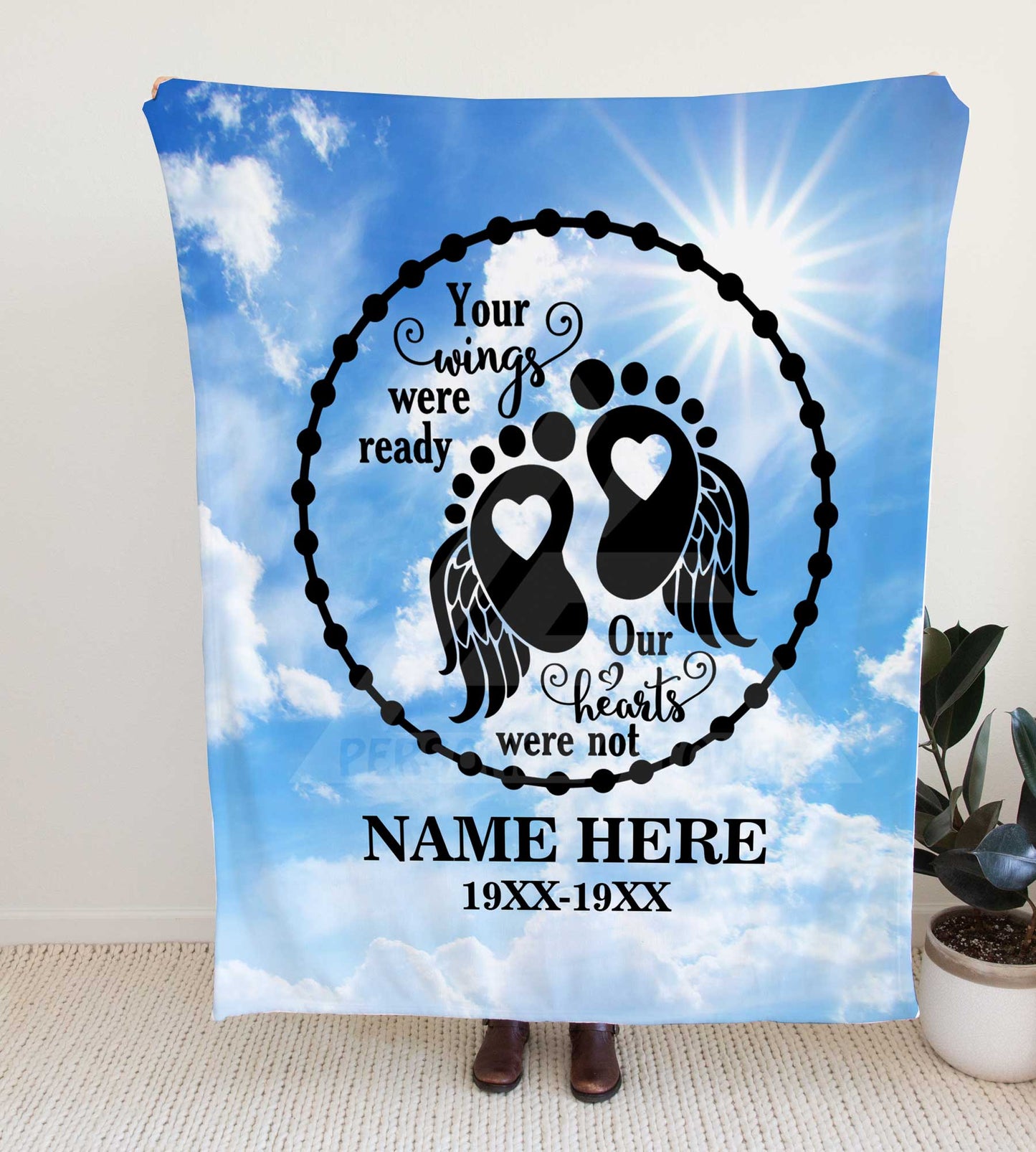 Personalized Blue Skies Memorial Throw Blanket - Child