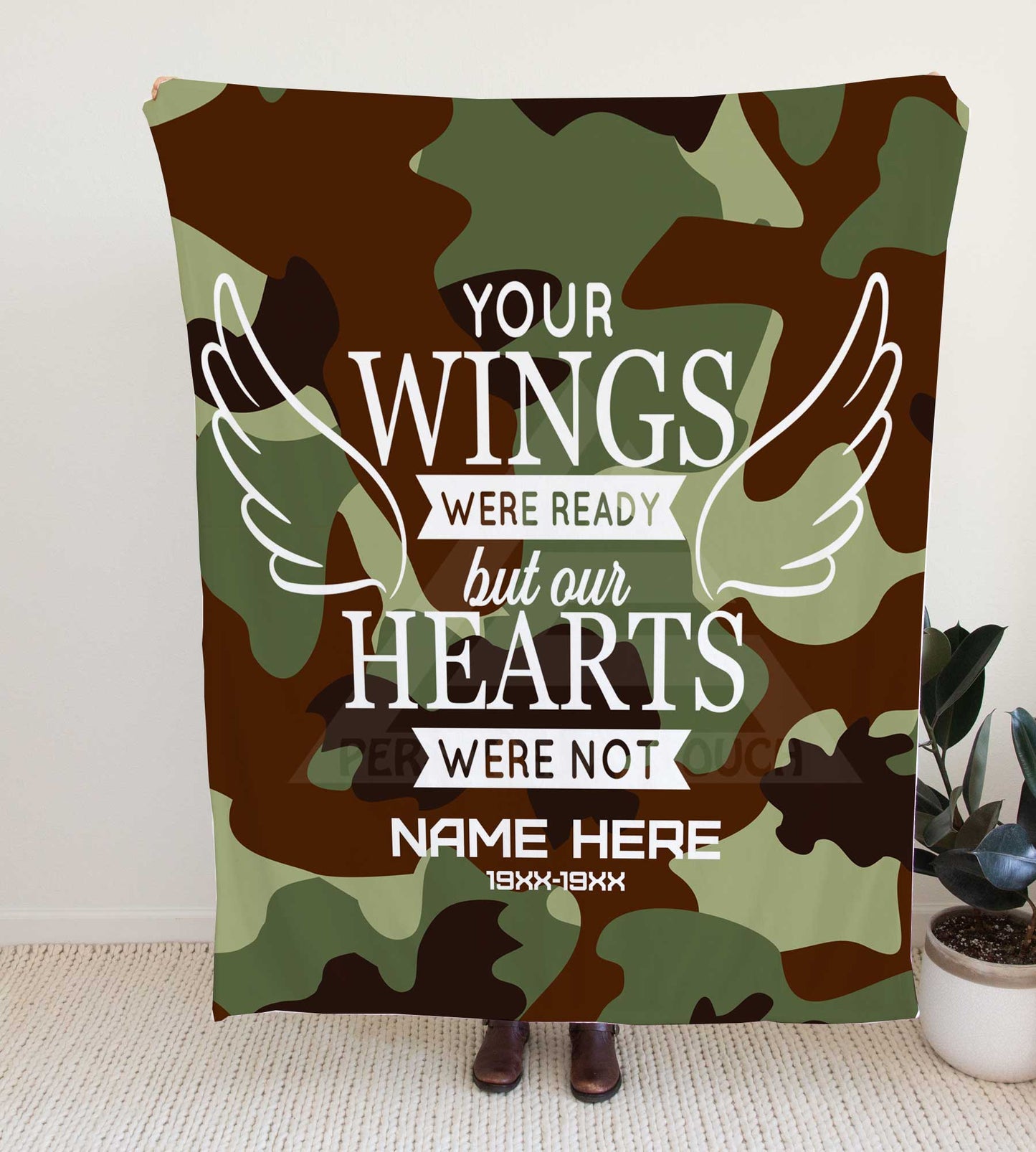 Camouflage "Wings Were Ready" Memorial Throw Blanket