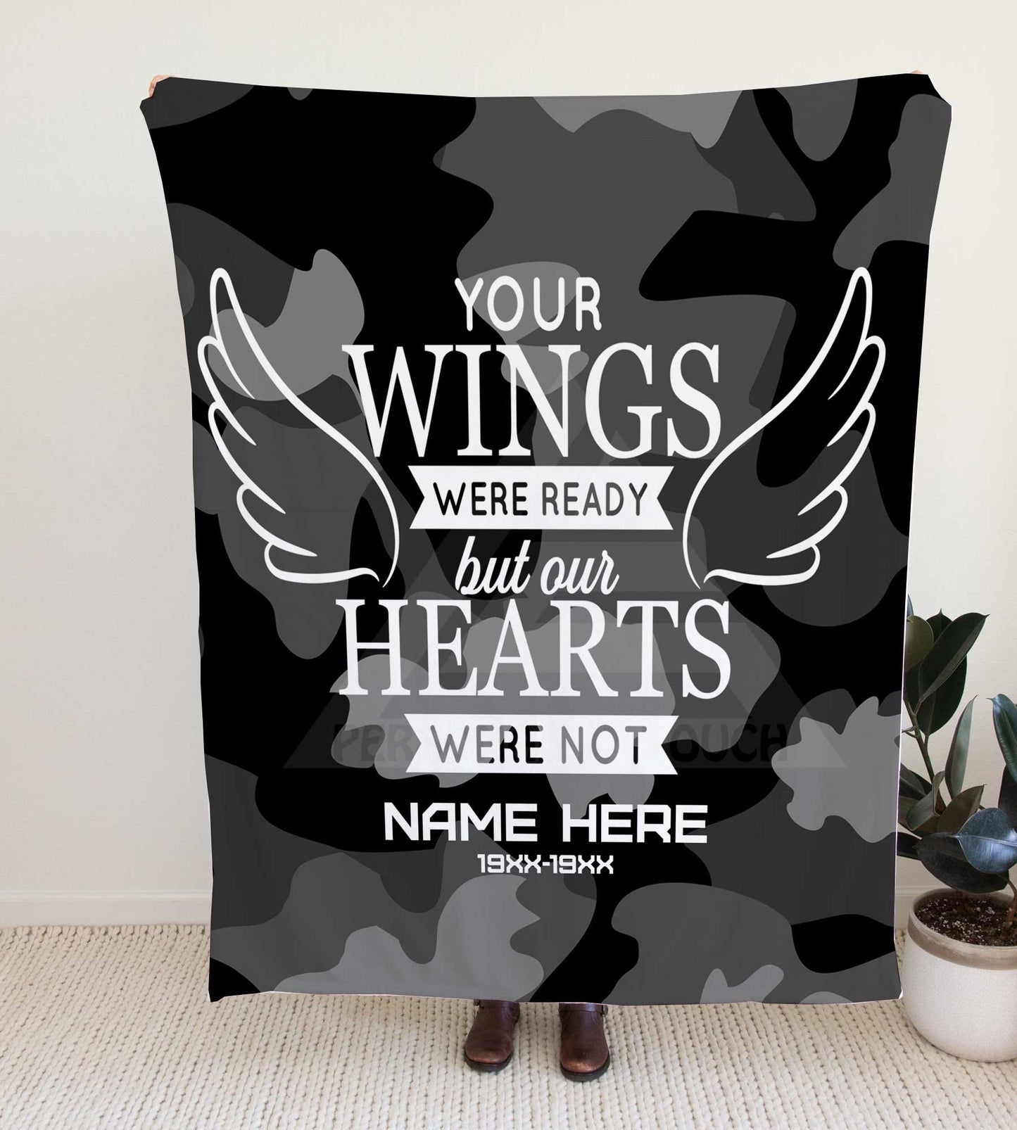 Camouflage "Wings Were Ready" Memorial Throw Blanket