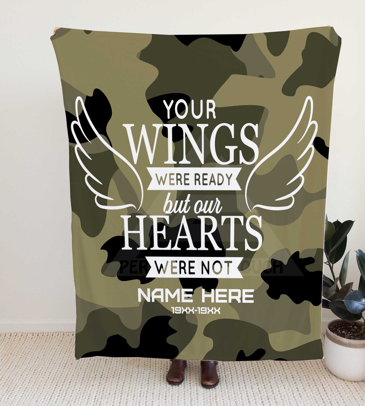 Camouflage "Wings Were Ready" Memorial Throw Blanket