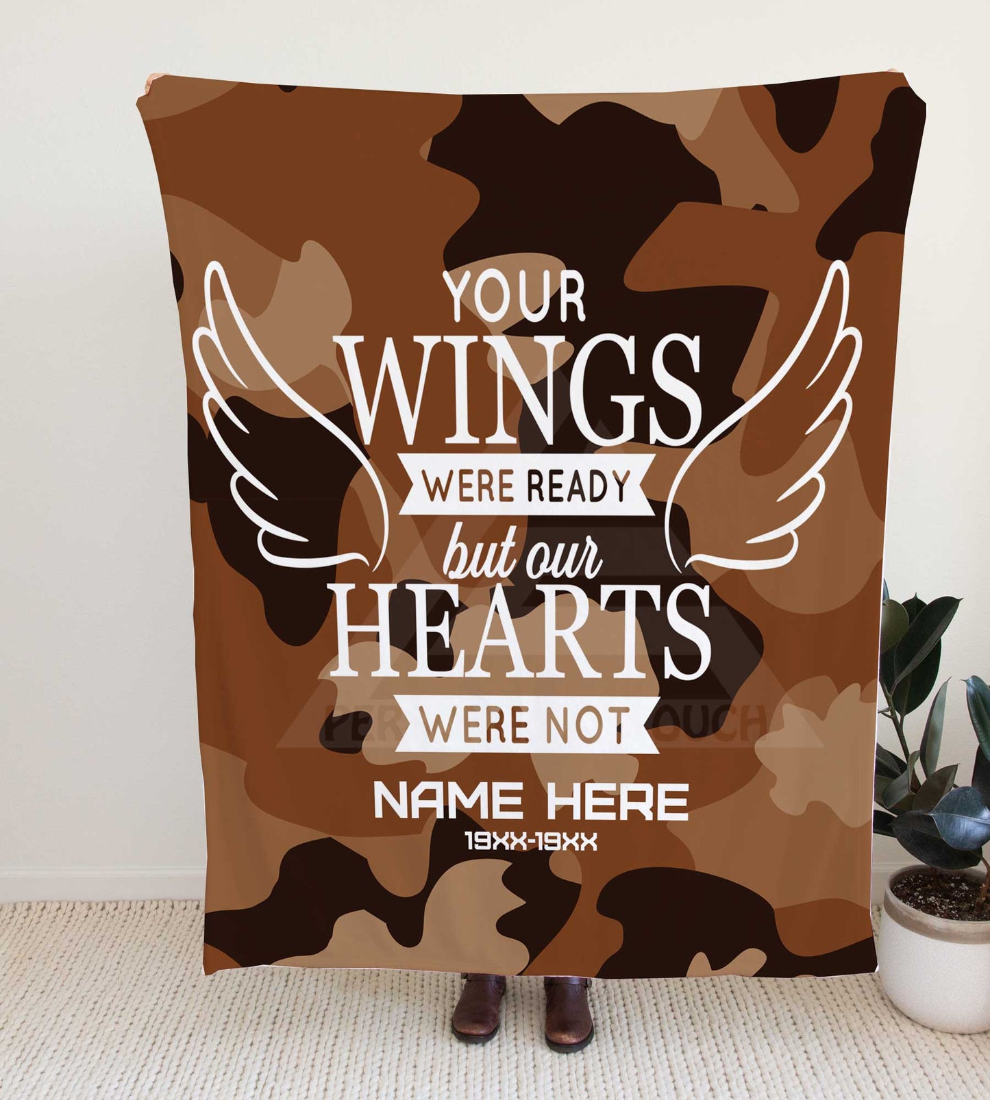 Camouflage "Wings Were Ready" Memorial Throw Blanket