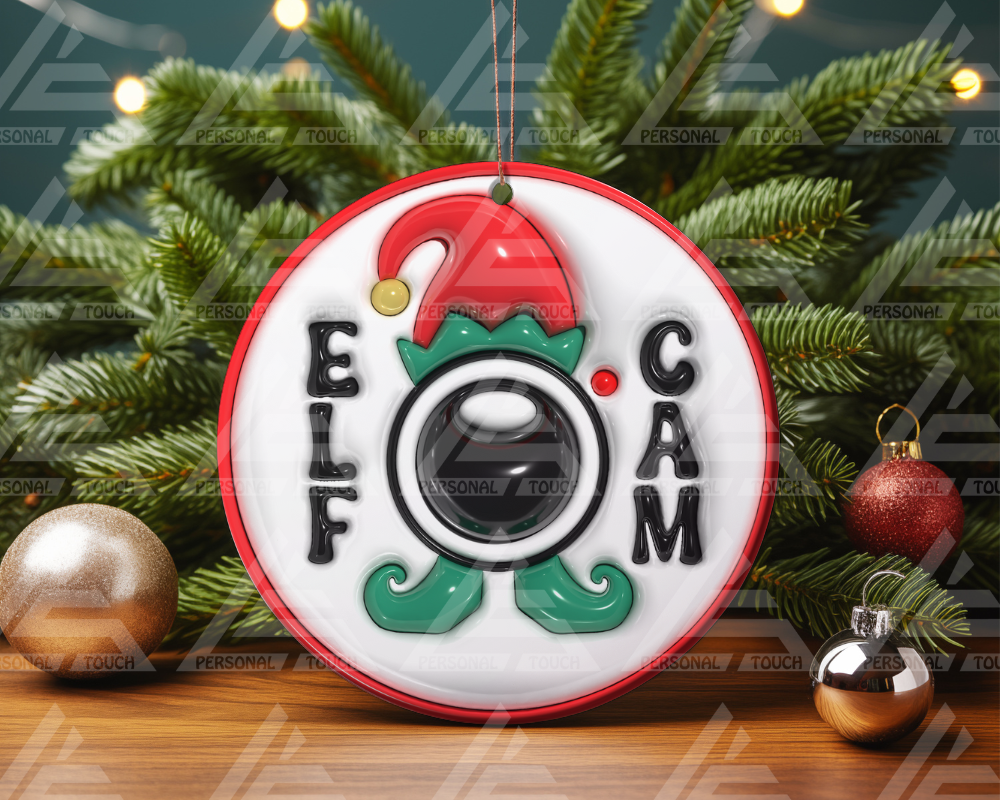 Glass Ornaments - Elf Cam - Red