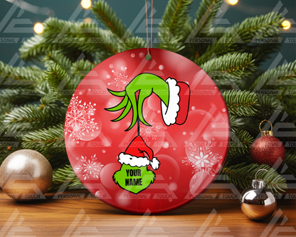 Glass Ornaments - Grinch Hand Family