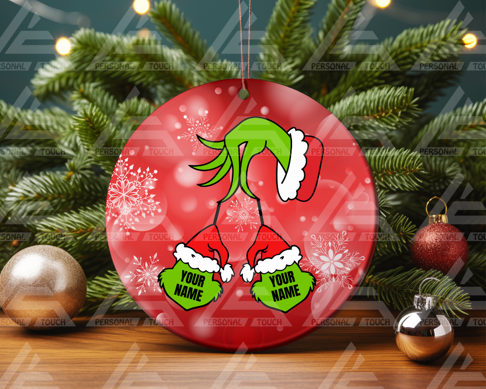 Glass Ornaments - Grinch Hand Family