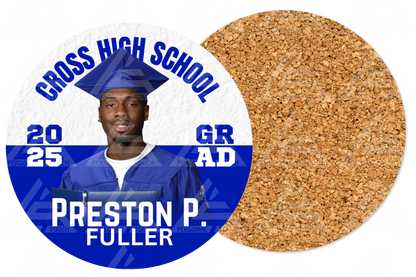 Acrylic Grad Coasters-royal blue & white