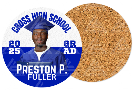 Acrylic Grad Coasters-royal blue & white