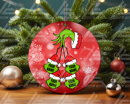 Glass Ornaments - Grinch Hand Family