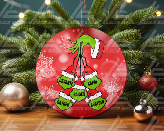 Glass Ornaments - Grinch Hand Family