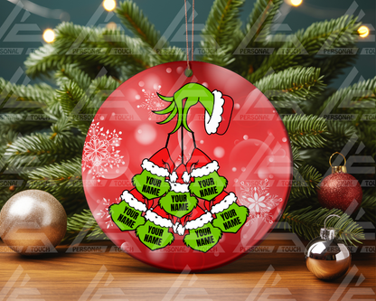 Glass Ornaments - Grinch Hand Family