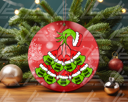 Glass Ornaments - Grinch Hand Family