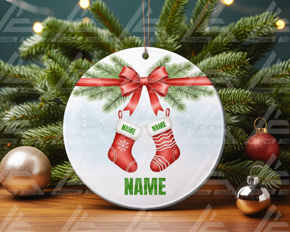 Glass Ornaments - Christmas Stocking Family #1