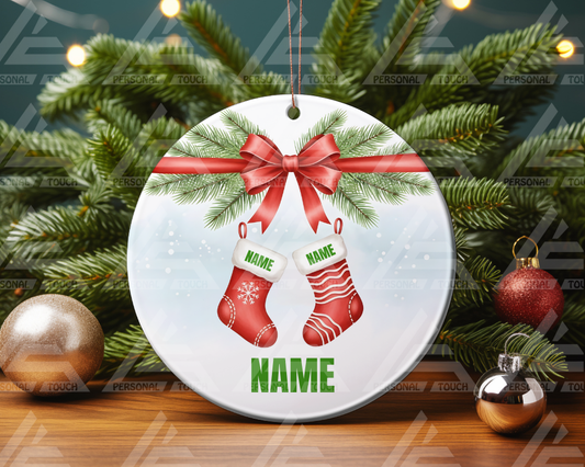 Glass Ornaments - Christmas Stocking Family #1