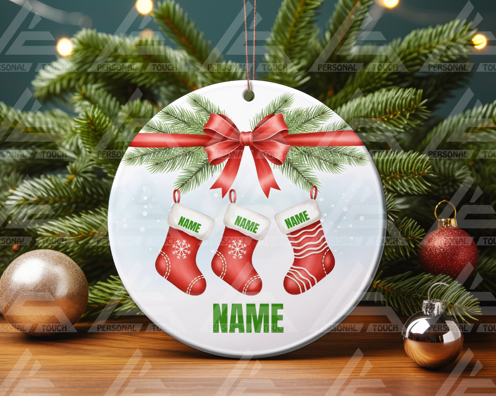 Glass Ornaments - Christmas Stocking Family #1
