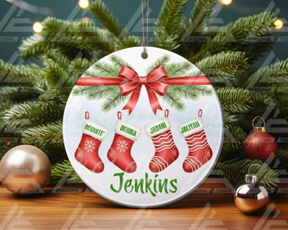 Glass Ornaments - Christmas Stocking Family #1