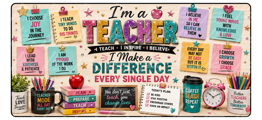 I am a Teacher Affirmation Desk Mat (Glitter Text Effect)