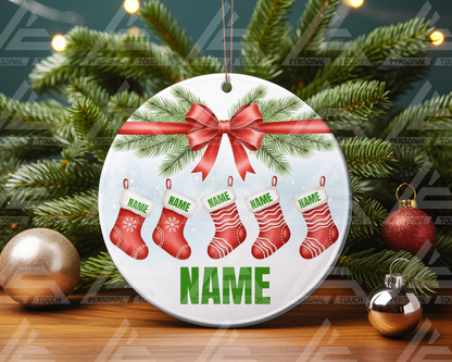 Glass Ornaments - Christmas Stocking Family #1
