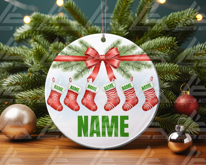 Glass Ornaments - Christmas Stocking Family #1