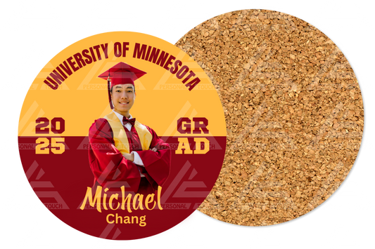 Acrylic Grad Coasters-burgundy & gold