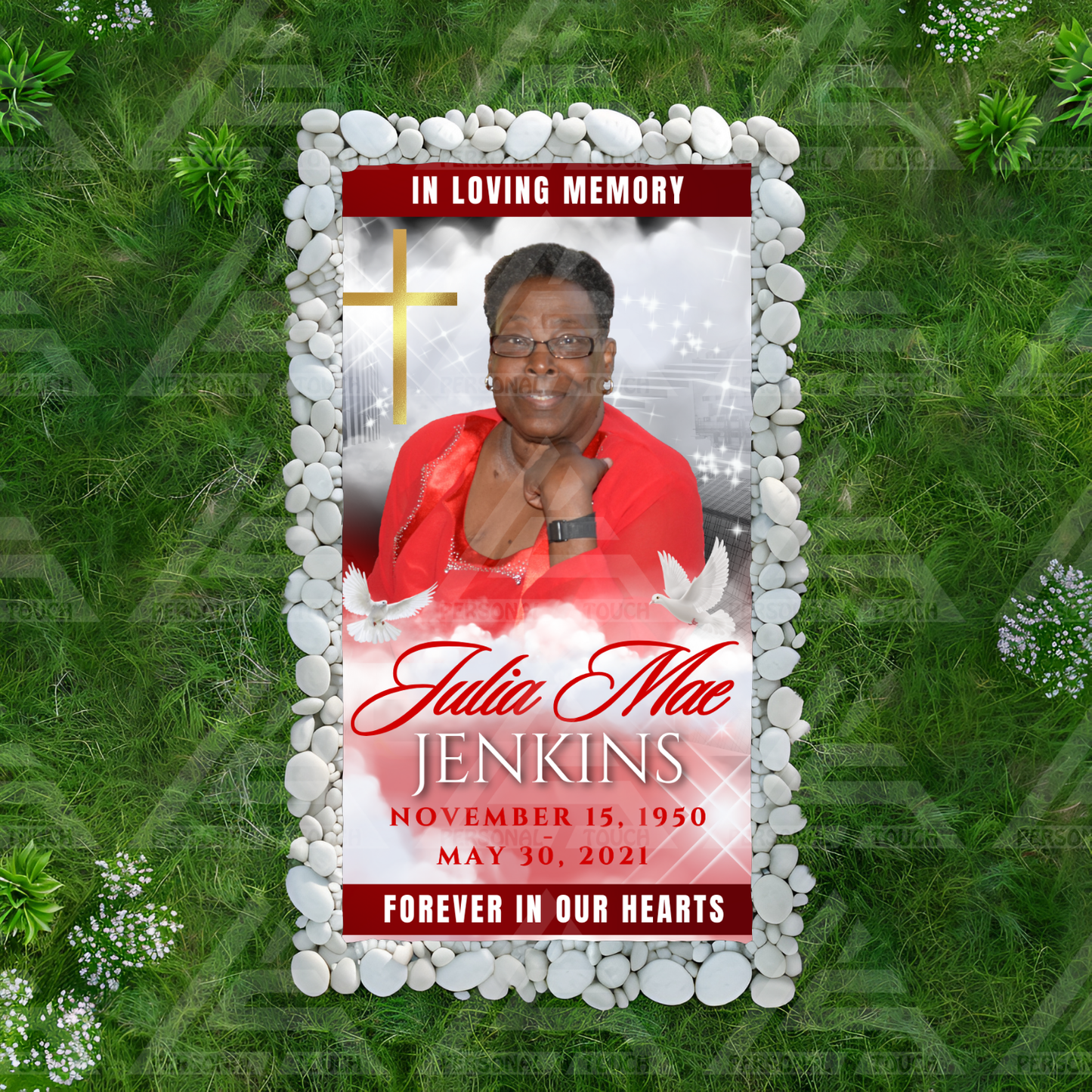 Memorial Grave Blankets / Covers - Red & Sparkly