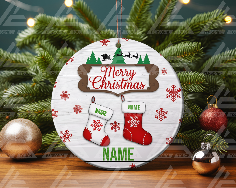 Glass Ornaments - Christmas Stocking Family #2