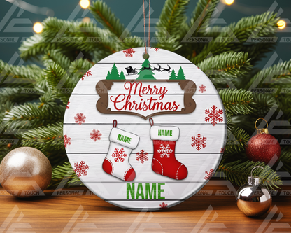 Glass Ornaments - Christmas Stocking Family #2