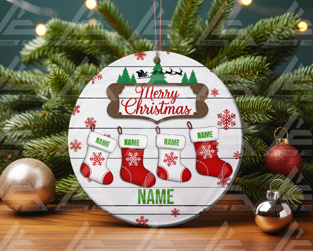 Glass Ornaments - Christmas Stocking Family #2