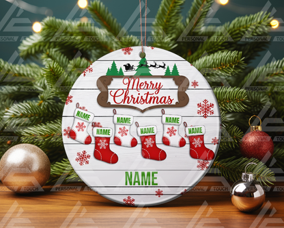 Glass Ornaments - Christmas Stocking Family #2