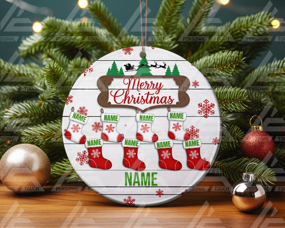 Glass Ornaments - Christmas Stocking Family #2